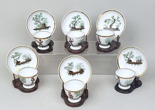 Group Six French Porcelain Cups & Saucers