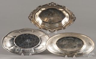 Three sterling silver oblong trays, 31.6 ozt.