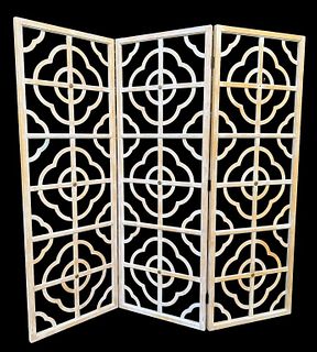 Modern Pine Three Panel Decorative Folding Screen