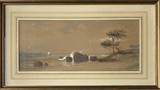 Julius Augustus Beck, Seascape, Watercolor & Gouache