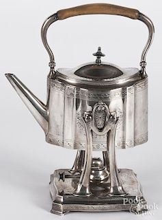 Tiffany & Co. sterling silver kettle on stand, 13'' h., 56.3 ozt.