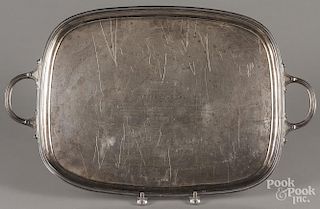Sheffield English silver presentation tray, bearing the touch of Joseph Rodgers & Sons