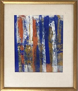 Signed Mid Century Abstract Painting O/P