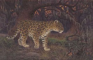 R. Lindneux O/C Painting of Leopard
