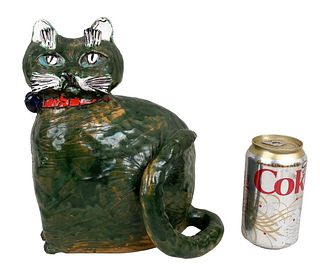 Mid-Century Italian Pottery Cat, For Saks NY
