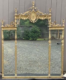 Important Neoclassical Giltwood Overmantle Mirror
