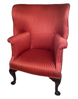 George I Carved Mahogany Barrel Back Wing Chair