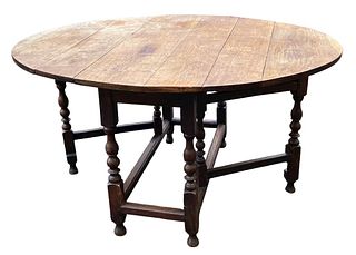 Antique English Oak Gate Leg Drop Leaf Table