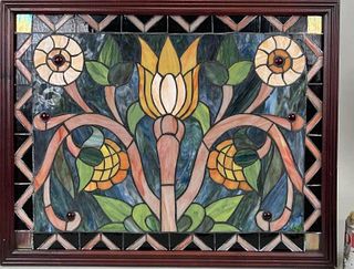 Small Floral Design Stained Glass Window