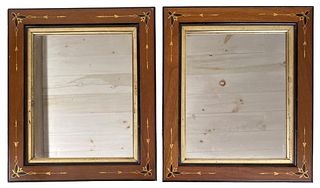 Pair Small Eastlake Gilt Incised Framed Mirrors