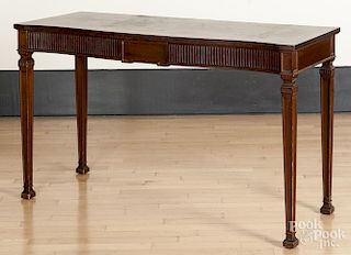 Westing, Evans & Egmore mahogany extension dining table and server, 30'' h., 52'' w., 52'' d.