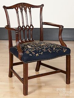 George III carved mahogany armchair, 18th c.