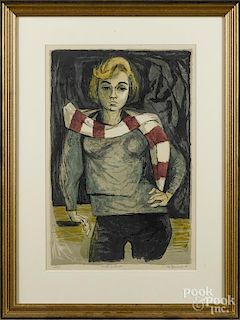 Benton Spruance (American 1904-1967), color lithograph, titled Winter Portrait, signed lower right