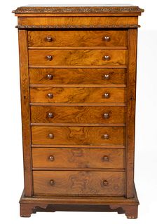 CONTINENTAL ROSEWOOD SIDE-LOCK HIGH CHEST OF DRAWERS,