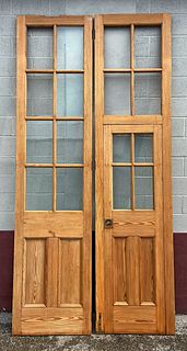 1800's Architectural Pine French Double Door with Internal Door 