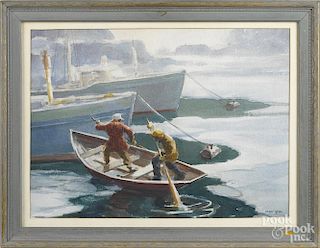 Harry Gage (American 1887-1982), watercolor, titled Winter Moorings, signed lower right, 14'' x 19''