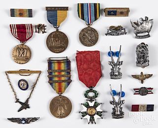 Military medals and service ribbons, to include a French Legion of Honor medal