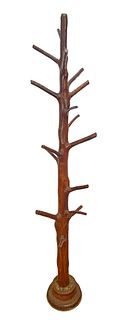 Folk Art Wood Tree Coat Rack 
