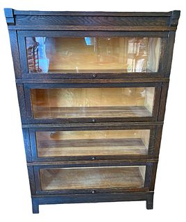 Arts & Crafts Antique 4 Stack Oak Barrister Bookcase