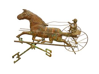Copper Sulky Jockey Horse Racing Weathervane