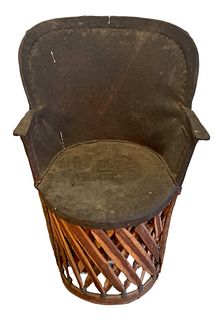 Mexican Leather and Wood Equipale Bar Stool