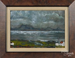 Two Irish Tory Island oil on board works, signed A. Meenan and S.J.R, 10'' x 12''.