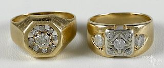 Starfire gold and diamond ring with a 14K yellow gold band and seven round, brilliant cut diamonds