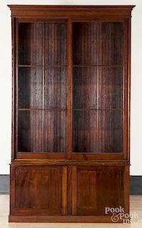 Pair of custom mahogany bookcases, early 20th c., 99 1/2'' h. 56'' w.