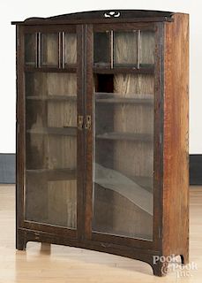 Arts and Crafts oak bookcase, 57 1/2'' h., 40'' w.