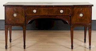 English Hepplewhite mahogany sideboard, ca. 1790, with a line and ribbon inlay case