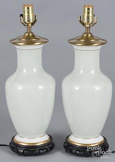 Pair of Paris porcelain table lamps, 12 1/2'' h.