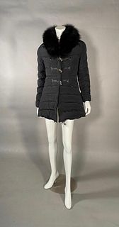 Eli Tahari Winter Coat with Natural Fur Collar