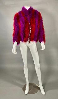 Fuscia Dyed Ostrich Feather Knit Jacket
