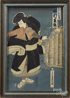 Torii Kiyonaga (Japanese 1752-1815), woodblock print of an interior scene, 7 3/4" x 11"