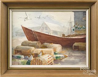 Harry Gage (American 1887-1982), watercolor harbor scene, signed lower right, 11'' x 15''.