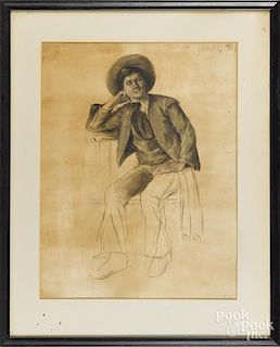 Emily Wisner (American, ca. 1900), three charcoal portraits, 22 1/2'' x 17''.