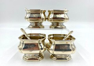 Four Durgin/ Gorham Master Salts with Spoons