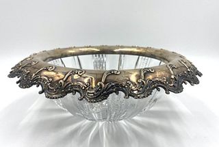 Tiffany Sterling Silver and American Brilliant Cut Glass Bowl
