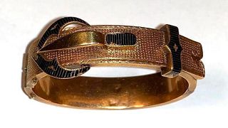 Victorian 14K Gold and Enamel Buckle Cuff Bracelet