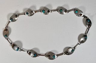 Sterling Silver Concho Belt with Turquoise and Marcasite