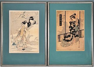 2 Japanese Vintage Ukiyo-e Woodblock Prints