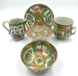 Group of Rose Medallion Export Porcelain 