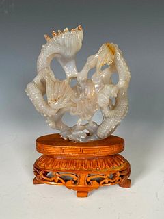 Chinese Vintage Hardstone Dragons 