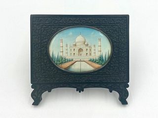 Indian Antique Painting of Taj Mahal in Frame 