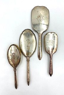 Two Sterling Hand Mirrors and Brushes