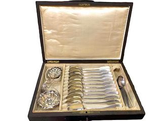 Silver Tea Accoutrements in Box