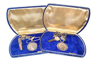 Two Sterling Medallions with Pocket Knives
