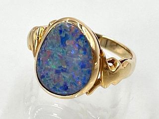 14k Gold Boulder Opal Ring