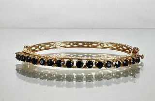 14K Gold and Sapphire Bangle Bracelet