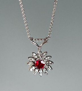 18k Gold Ruby and Diamond Pendent
